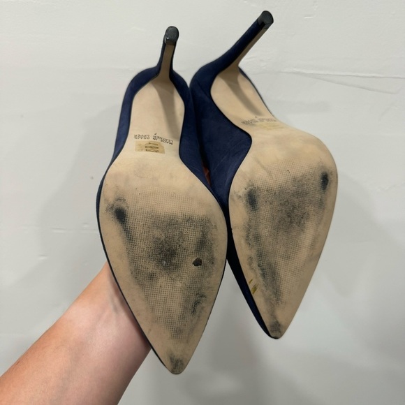 Cathy Jean Brazil Leather Pointed Toe Stiletto Heel Shoe Size 7 Blue - Picture 7 of 7